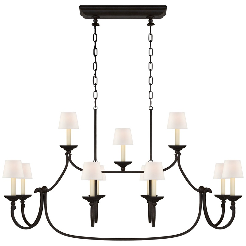 11 Light Linear Pendant from the Flemish Collection in Aged Iron Finish by Visual Comfort Signature