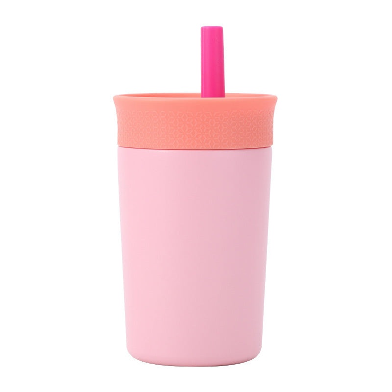 2 Pcs Pink 12oz Insulated Tumbler with Straw – 304 Stainless Steel, BPA-Free, Leak-Proof Coffee Mug for Hot and Cold Drinks