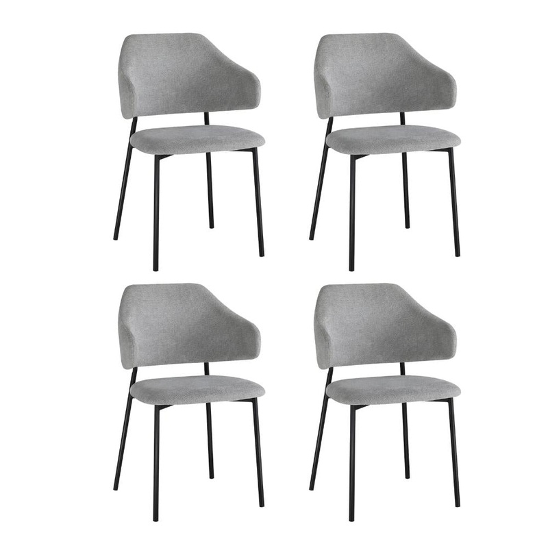 4x Dining Chairs Tub Fabric Grey&Black