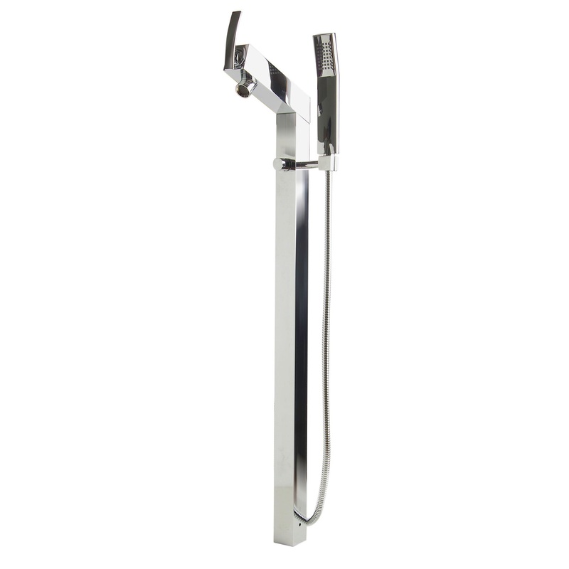 ALFI brand AB2728-PC Polished Chrome Floor Mounted Tub Filler + Mixer /w additional Hand Held Shower Head