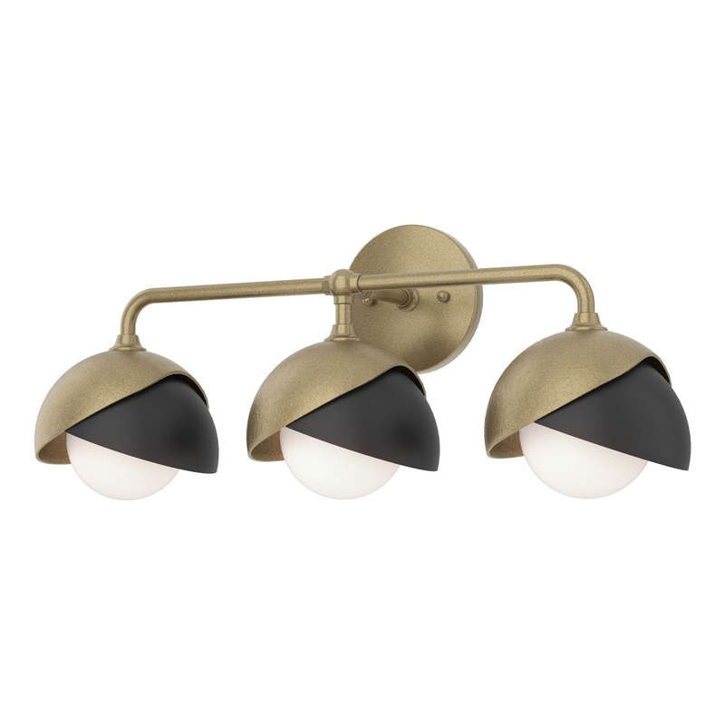 Brooklyn 3-Light Double Shade Bath Sconce Soft Gold Black
