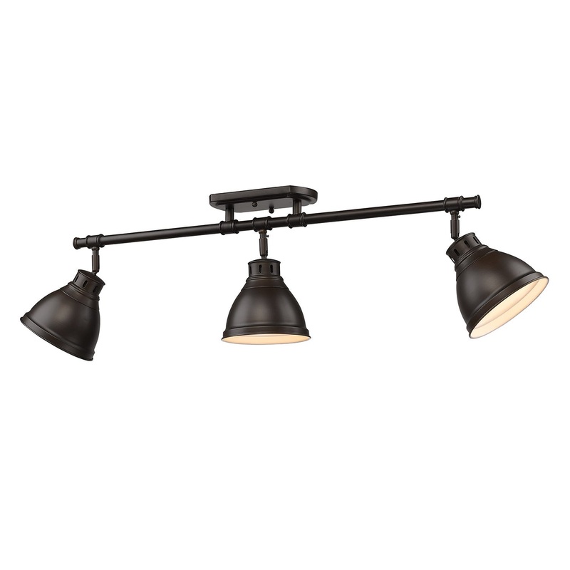 Duncan 3 Light Semi-Flush – Track Light in Rubbed Bronze with Rubbed Bronze Shades