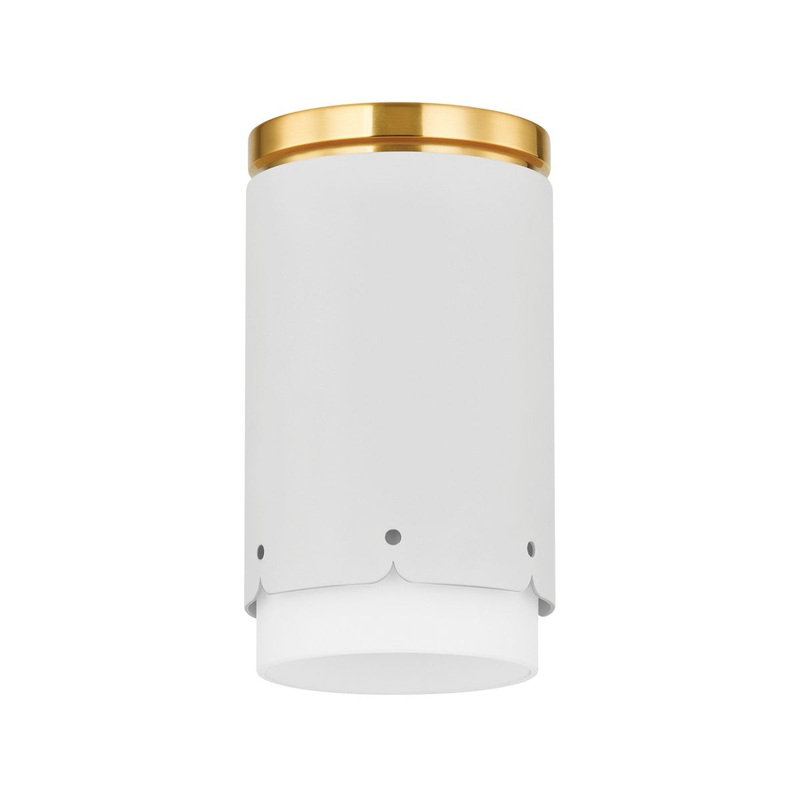 One Light Flush Mount from the Asa Collection in Aged Brass/Soft White Finish by Mitzi