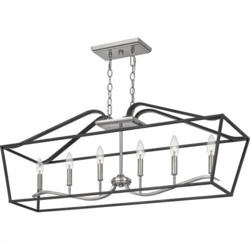 Quoizel CTA642MBK Catalina Linear chandelier 6 light matte black Island Light