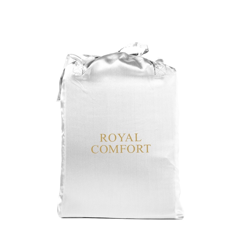 Royal Comfort Satin Sheet Set 3 Piece Fitted Sheet Pillowcase Soft  – King – White