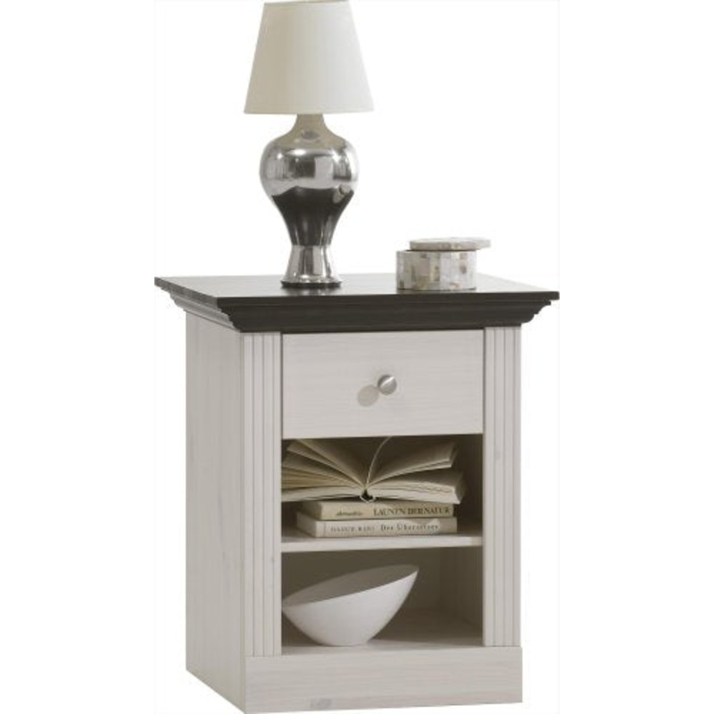 Steens 31700100213 Monaco – Comodino 62 x 56 x 46,5 cm, colore: Bianco/Marrone scuro