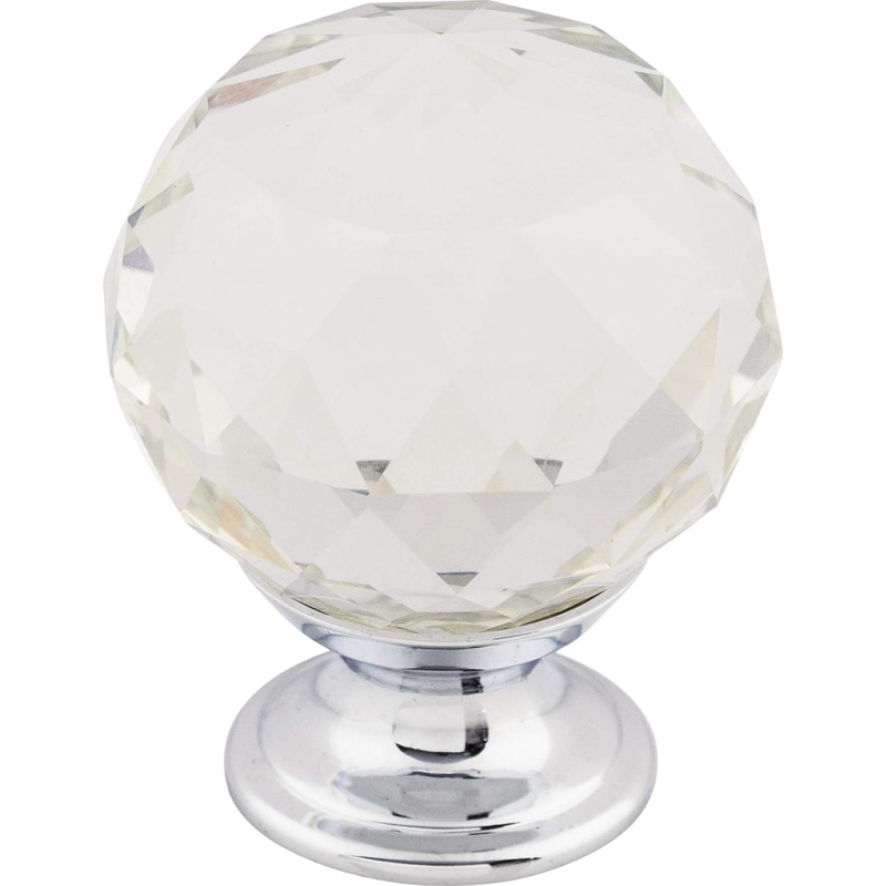 Top Knobs TK126PC Crystal Collection 1-3/8″ Clear Crystal Knob w/ Polished Chrome Base