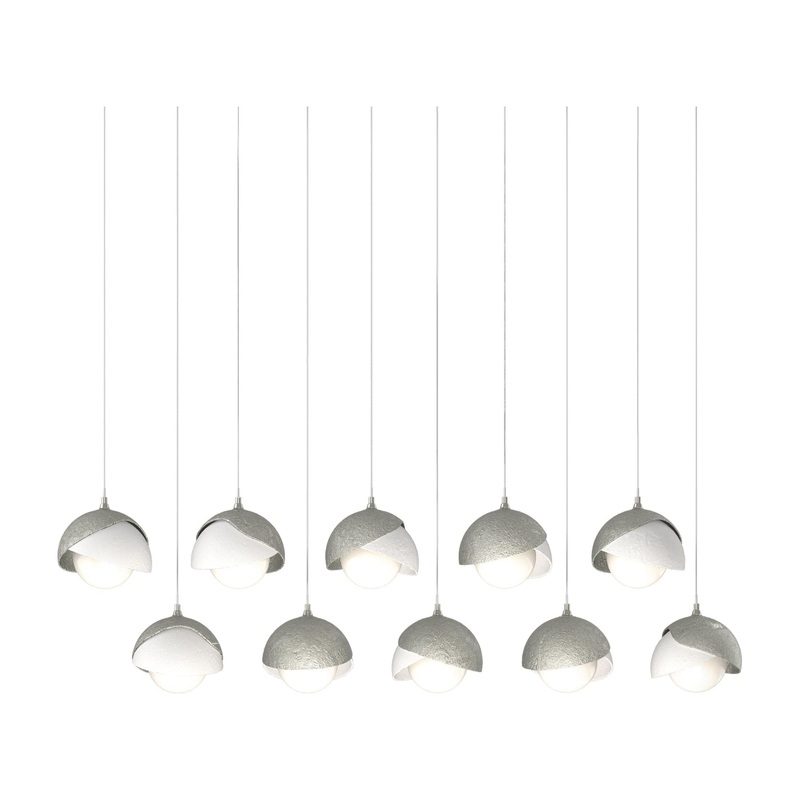 Brooklyn 10-Light Double Shade Pendant Sterling White