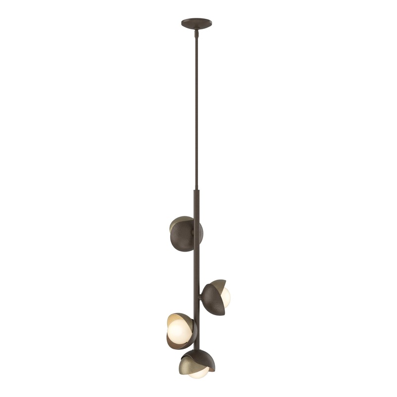 Brooklyn 4-Light Double Shade Vertical Pendant Bronze Soft Gold