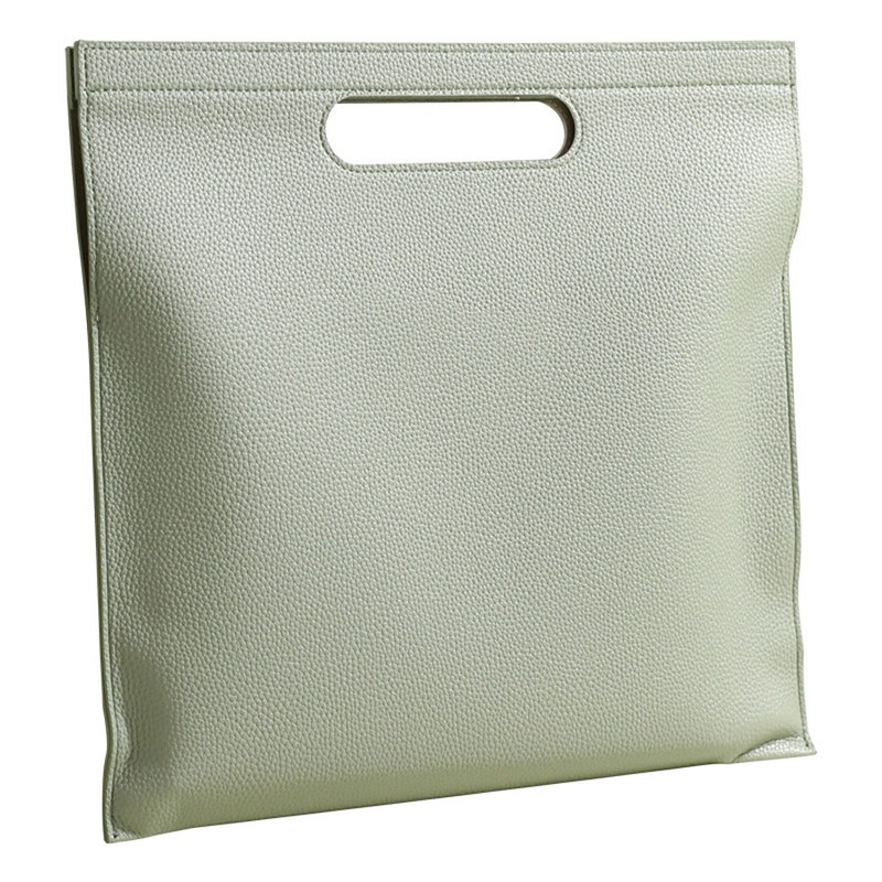 Light Green Professional A4 PU Leather Document Bag – Waterproof Handheld File Folder Portfolio for Business & Conference