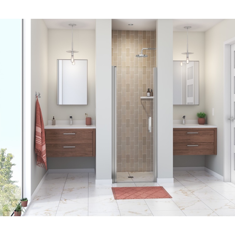 MAAX 138261-900-084-101 Manhattan 25-27 x 68 in. 6 mm Pivot Shower Door for Alcove Installation with Clear glass & Square Handle in Chrome