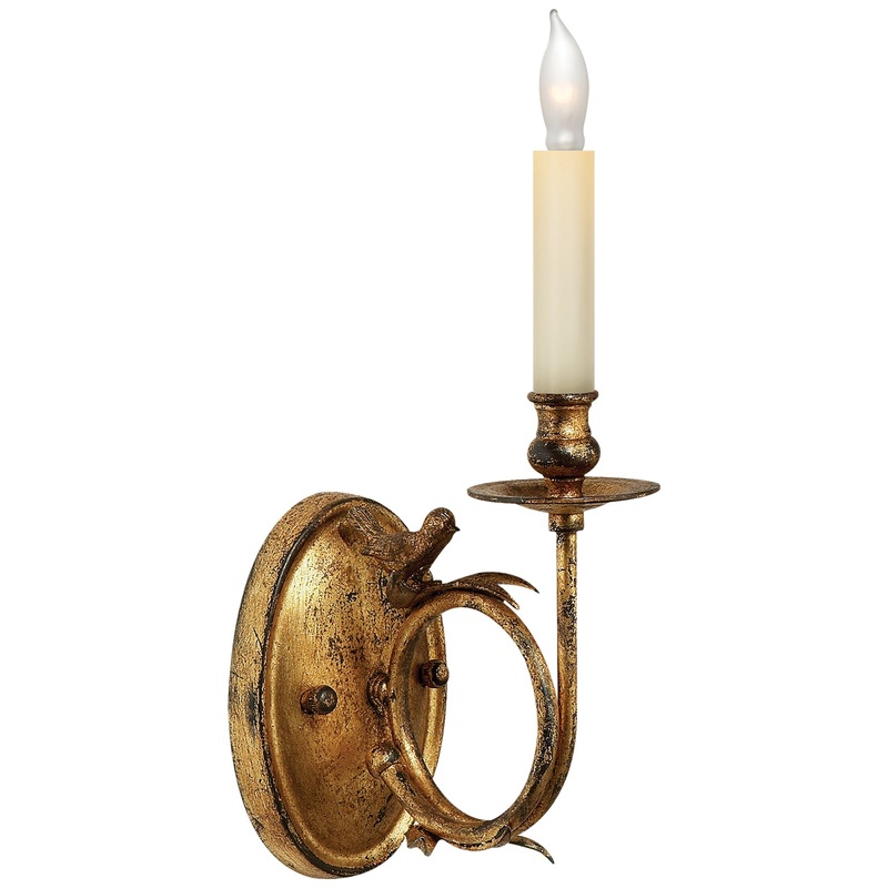 One Light Wall Sconce from the Perching Bird Collection in Gilded Iron Finish by Visual Comfort Signature