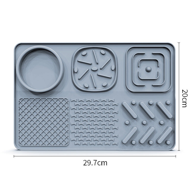 Pet Slow Feeder Lick Mat with Suction Cups – Anti-Anxiety Dog Feeding Mat(Grey)