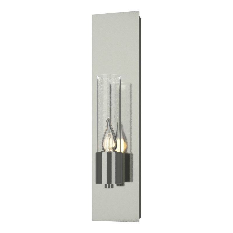 Pillar 1-Light Sconce Sterling Seeded Clear Glass (II)