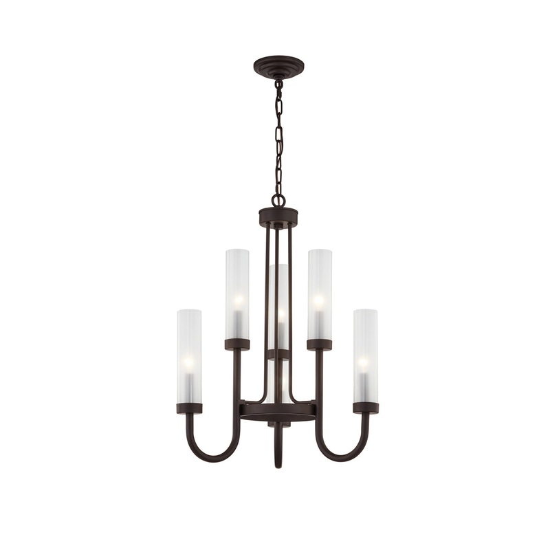Six Light Chandelier from the Anchor Collection in Dark Bronze Finish by Justice Designs