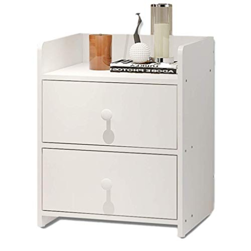 YGB Comodino Comodino in MDF Comodino con 2 cassetti, Comodino Comodino Comodino Consolle Comodino Cassettiera per Camera da Letto, Libreria da Ufficio, Comodino Bianco