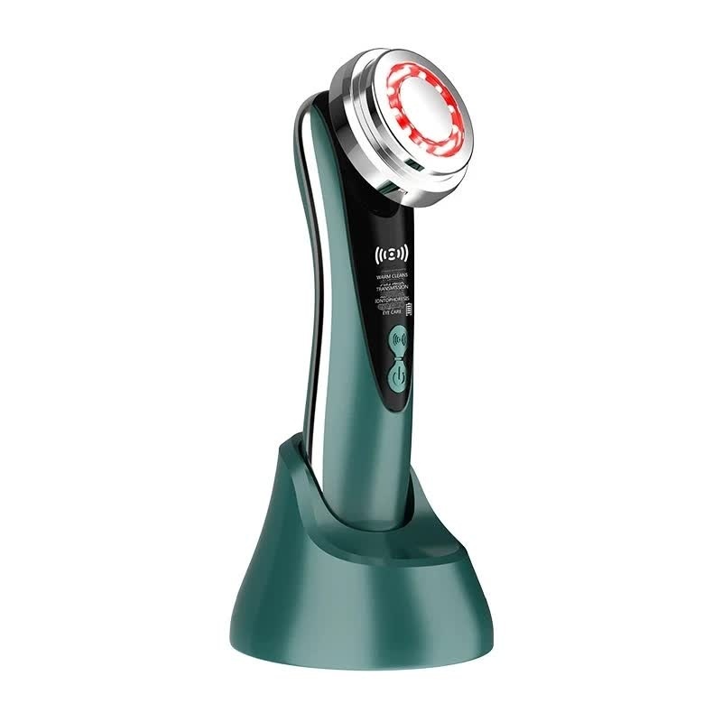 4-in-1 Facial Beauty Device – LED Light Therapy, Warm Lifting, Ion Cleansing & Eye Care(green)