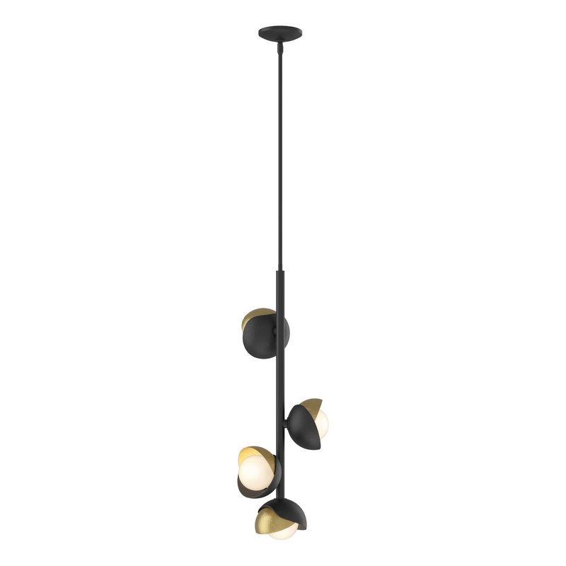 Brooklyn 4-Light Double Shade Vertical Pendant Black Modern Brass