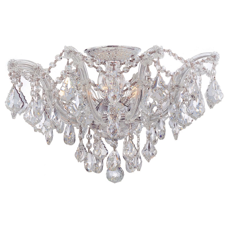 Crystorama 4437-CH-CL-MWP Maria Theresa Five Light Semi Flush Mount Polished Chrome