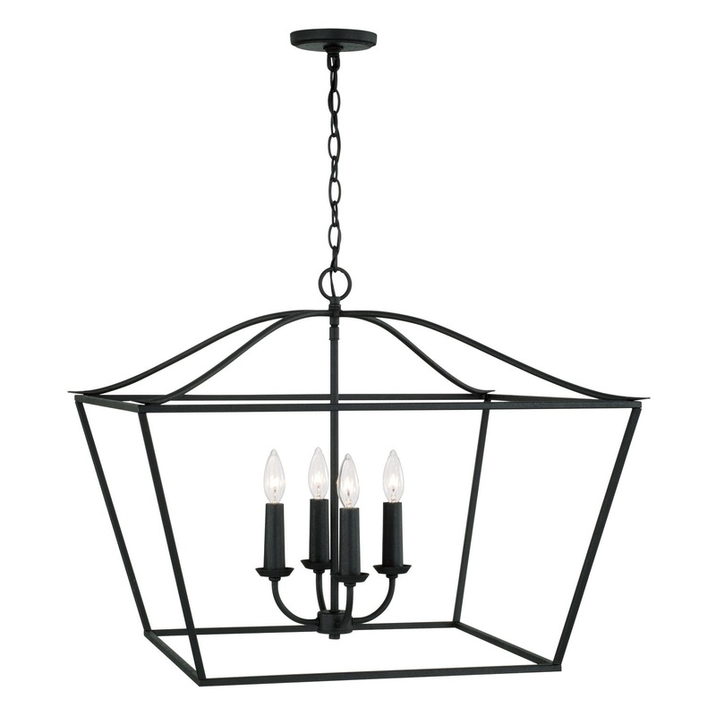 Four Light Pendant from the Grady Collection in Black Iron Finish by Capital Lighting