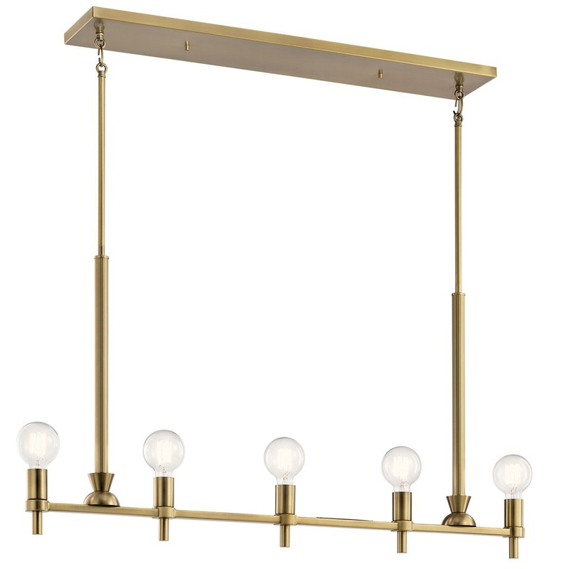 Kichler 52425BNB Five Light Linear Chandelier, Brushed Natural Brass
