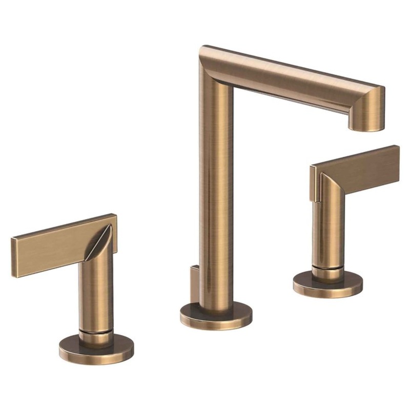 Lavatory Faucet Keaton Widespread 8 to 20 Inch Spread 2 Lever ADA WaterSense Antique Brass 1.2 Gallons per Minute Pop-Up 3 Hole