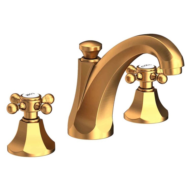 Lavatory Faucet Metropole Widespread 8 to 20 Inch Spread 2 Cross ADA WaterSense Satin Gold PVD 1.2 Gallons Per Minute Brass Pop Up Spout Reach 5-4/5 Inch