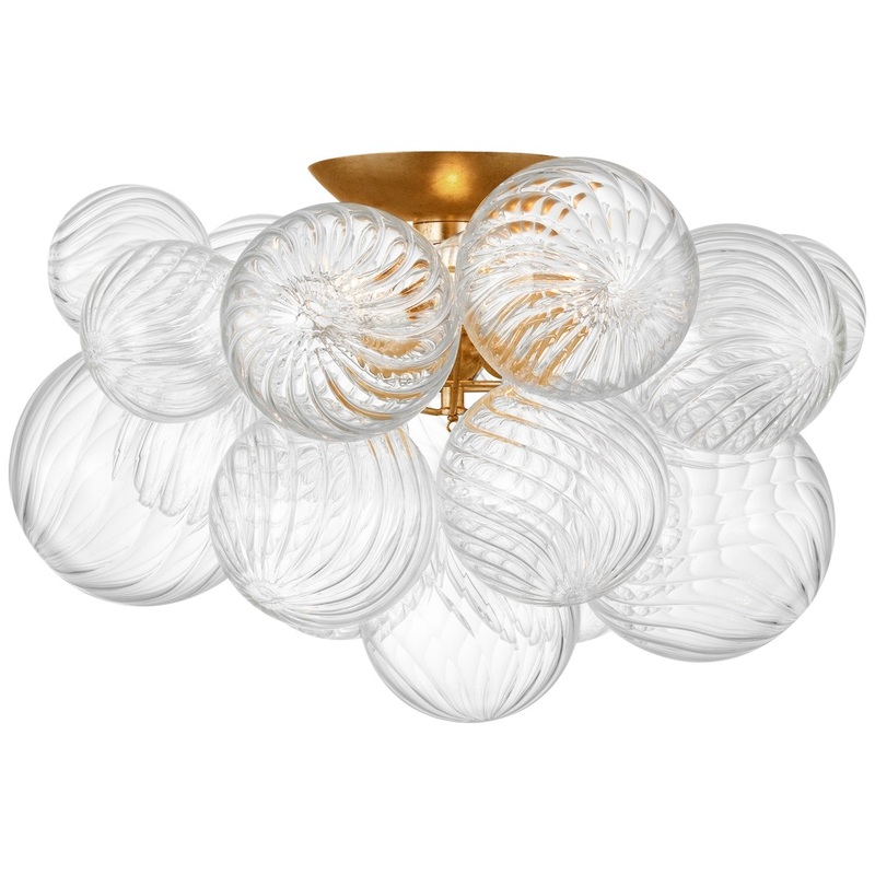 LED Flush Mount from the Talia Collection in Gild And Clear Swirled Glass Finish by Visual Comfort Signature