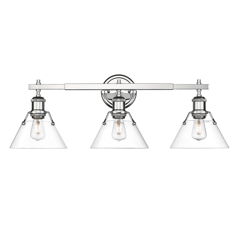 Orwell CH 3 Light Bath Vanity in Chrome with Clear Glass Shade