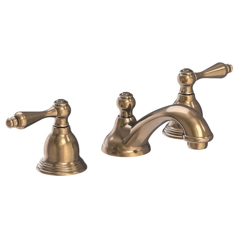 Seaport Two Handle Widespread Bathroom Faucet with Drain – Antique Brass