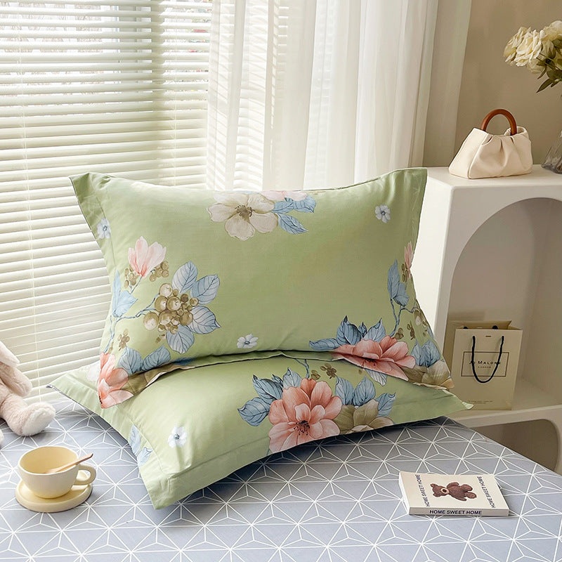Seiya’s Flower – Green 100% Cotton Pillowcase Set (Pack of 2) – Breathable Standard Size 48x74cm Pure Cotton Pillow Covers
