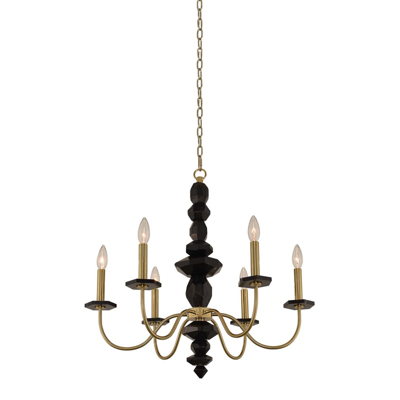 Six Light Chandelier from the Piedra Collection in Brushed Brass Finish by Allegri