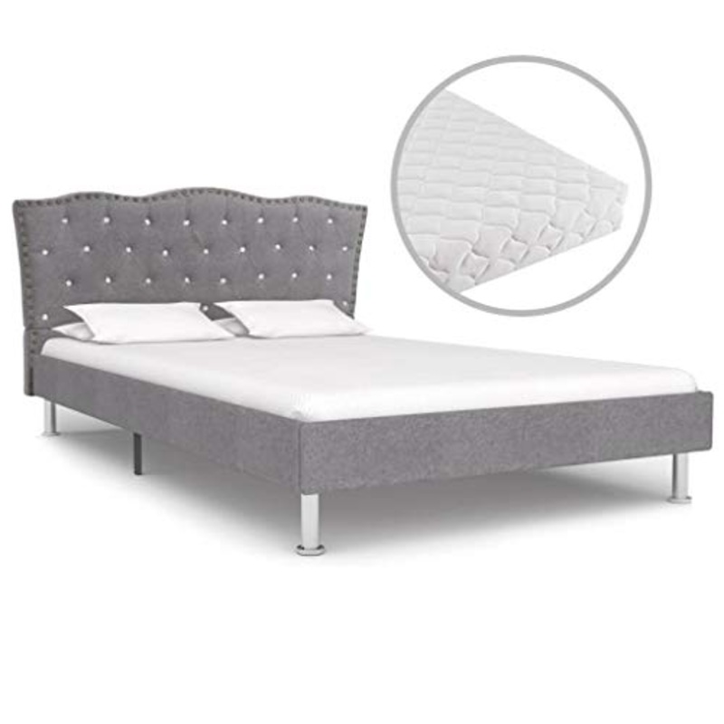 SKM Letto con Materasso Tessuto Grigio Chiaro 120x200cm (38.28kg) Grigio-7190