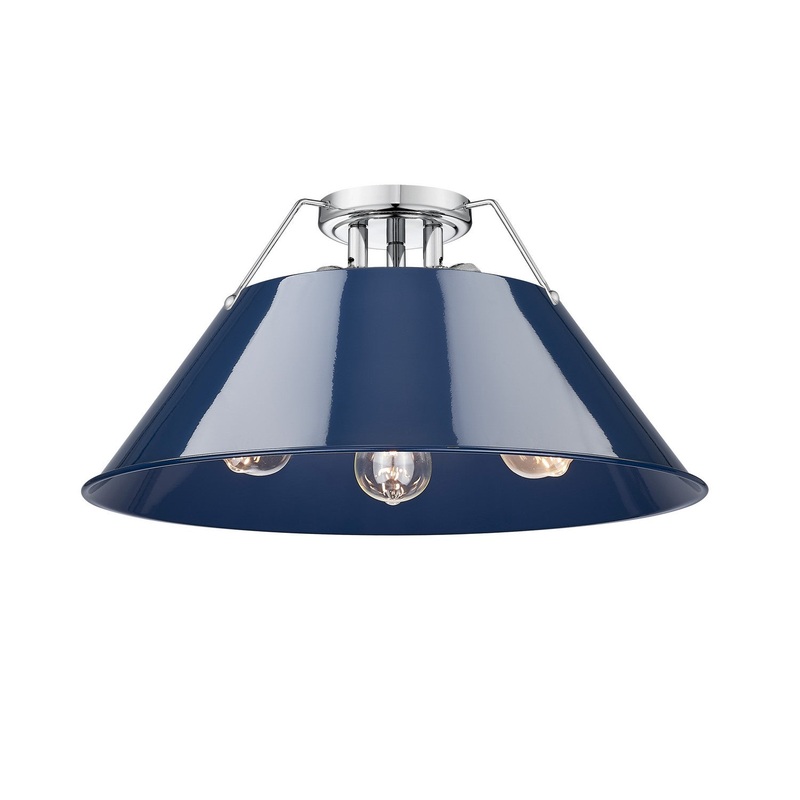 Three Light Flush Mount from the Orwell Collection in Chrome Finish by Golden