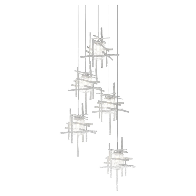 Tura 5-Light Seeded Glass Pendant White