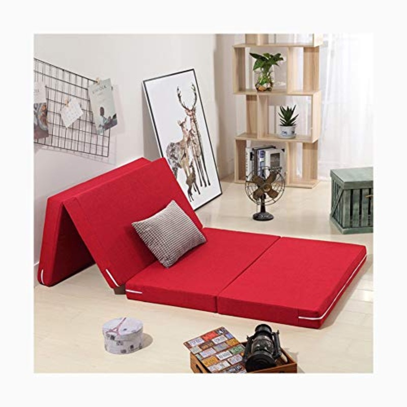 YANGLY 10 Centimetri di Spessore Multifunzionale Materasso Pieghevole Fold 4 Materasso for Pausa Pranzo Mats, Mats Gioco, Tatami, Letti A Castello (Color : Red, Size : 28x79inch)