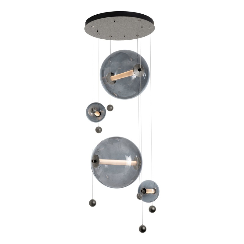 Abacus 4-Light Round LED Pendant Natural Iron Cool Grey Glass (YL)