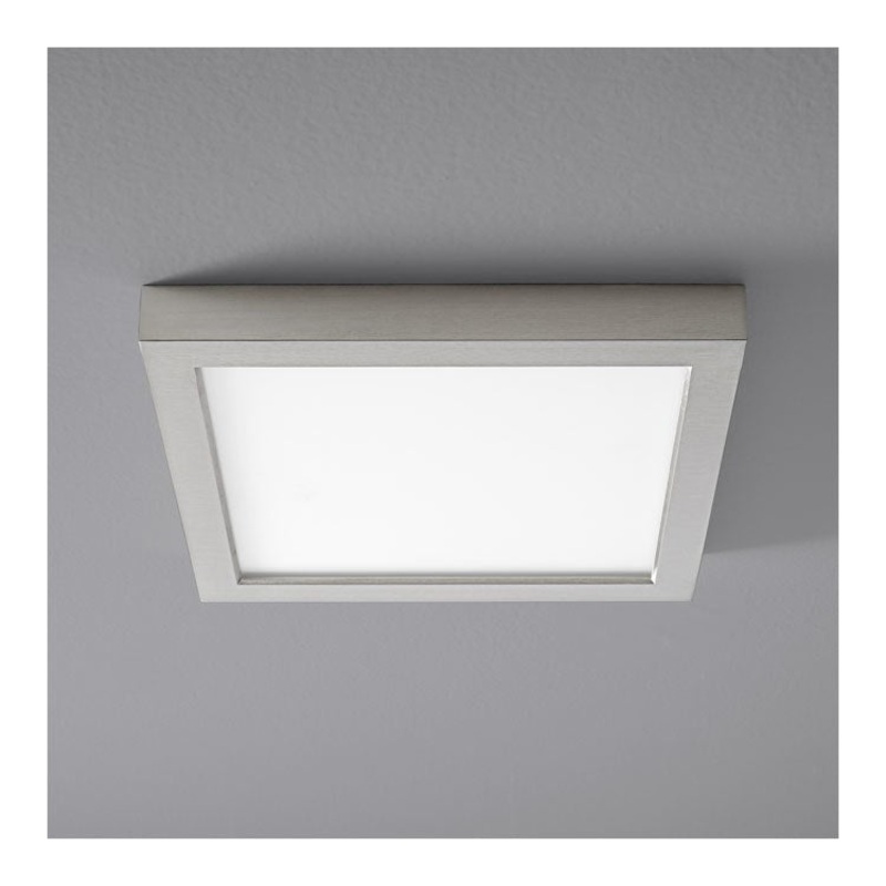 Altair Single-Light 9″ LED Square Flush Mount Ceiling Fixture – Satin Nickel