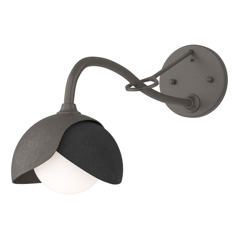 Brooklyn 1-Light Double Shade Long-Arm Sconce Dark Smoke Black