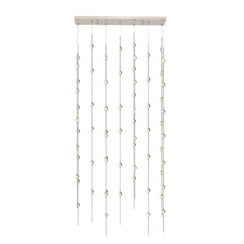 Constellation Andromeda 36″ Rectangle LED Pendant Satin Nickel with Clear Faceted Acrylic 2700K 10′ Adjustable Cord