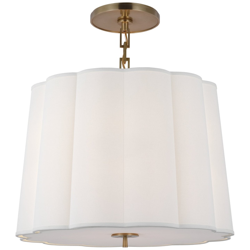 Five Light Hanging Lantern from the Simple Scallop Collection in Soft Brass Finish by Visual Comfort Signature