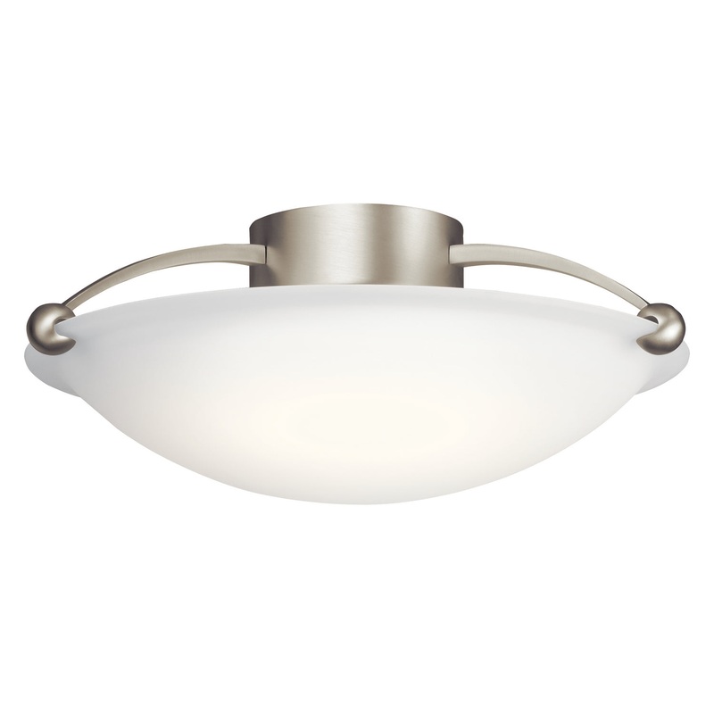 Kichler 8406NI Three Light Semi Flush Mount, Brushed Nickel