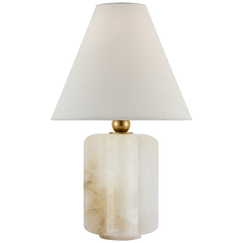 LED Table Lamp from the Iota Collection in Alabaster And Hand-Rubbed Antique Brass Finish by Visual Comfort Signature