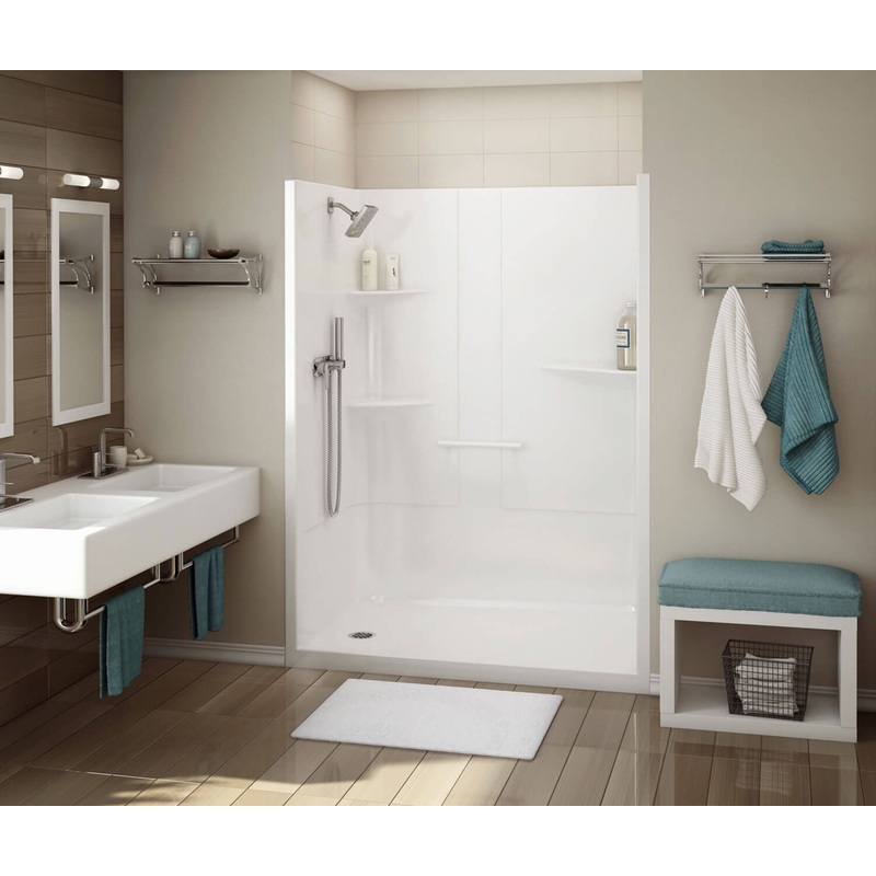MAAX 107003-2-000-001 ALLIA SH-6034 Acrylic Alcove Center Drain One-Piece Shower in White