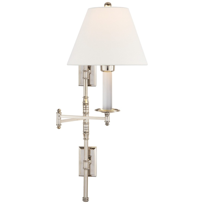 One Light Swing Arm Wall Sconce from the Dorchester3 Collection in Polished Nickel Finish by Visual Comfort Signature