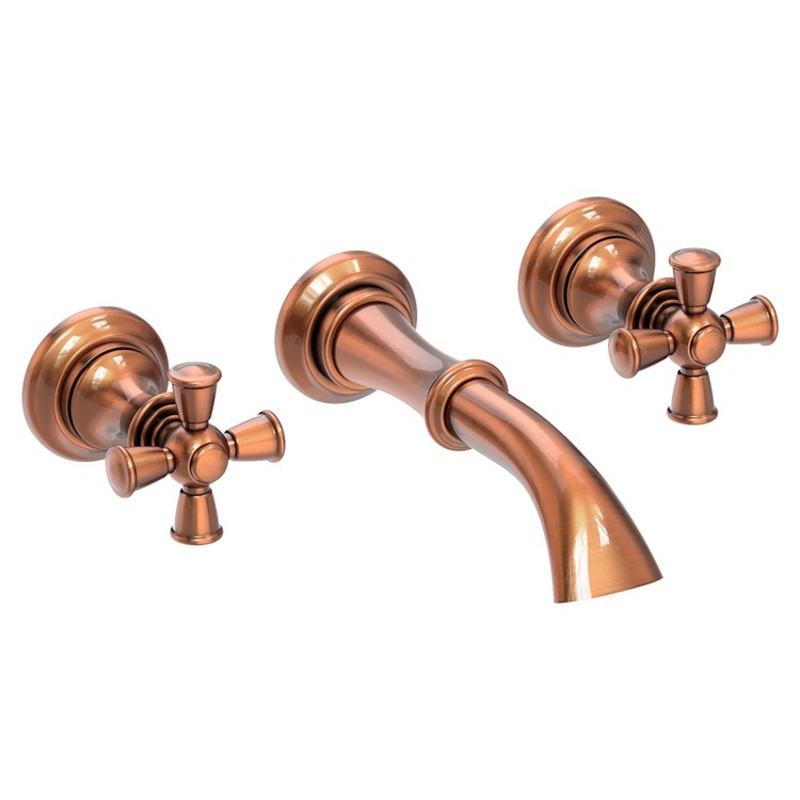 Sutton Two Handle Wall-Mount Bathroom Faucet with Cross Handles – Antique Copper