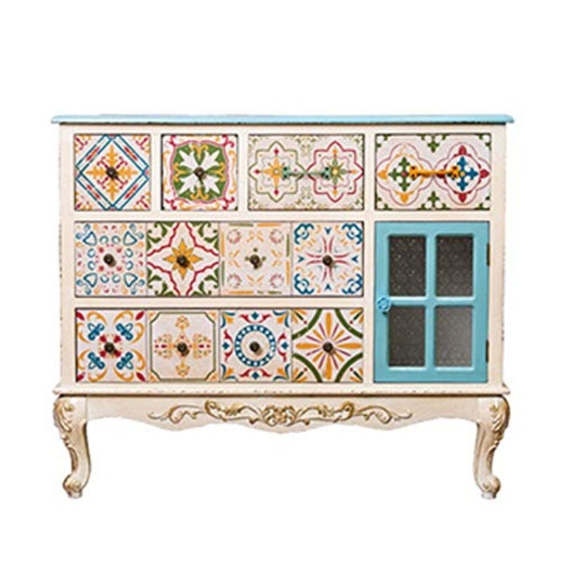 YLiansong-home Cassettiera Credenza Armadio d’Epoca Bagagli Armadio Freestanding Tavolino Cassettiera for Soggiorno credenza in Legno (Color : White, Size : 108x40x92cm)