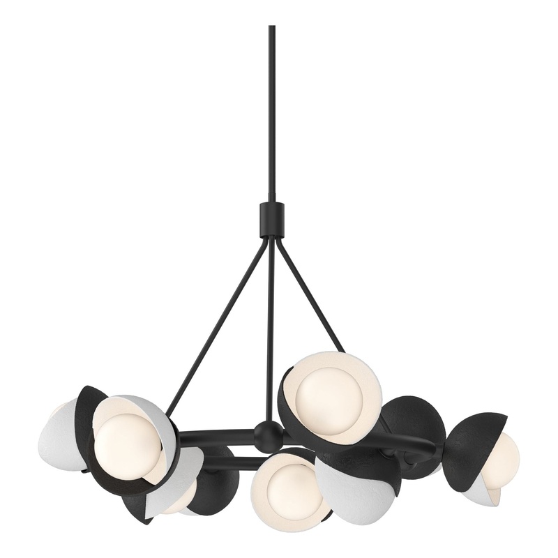 Brooklyn 9-Light Double Shade Ring Pendant Black White