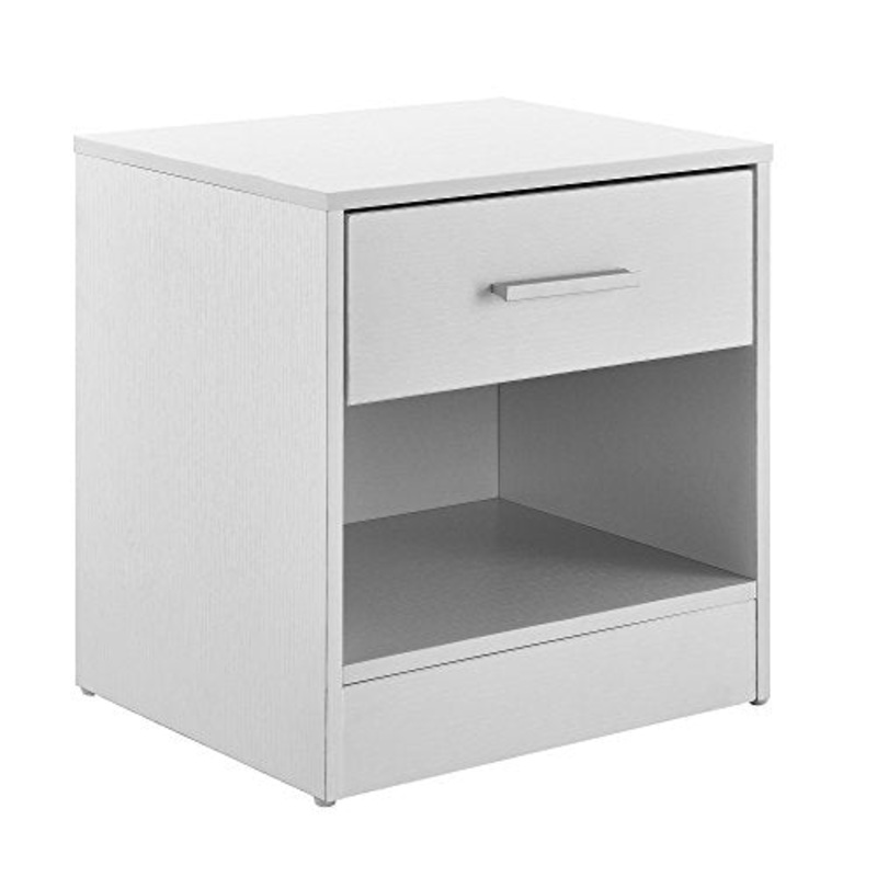 Comodino da Letto Elegante Bianco 1 x cassetto 1 x mensola