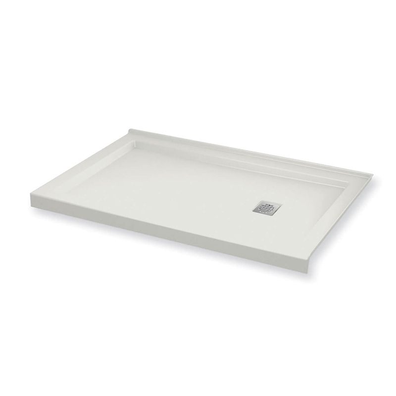 MAAX 420004-503-001-100 B3Square 6030 Acrylic Corner Right Shower Base in White with Right-Hand Drain